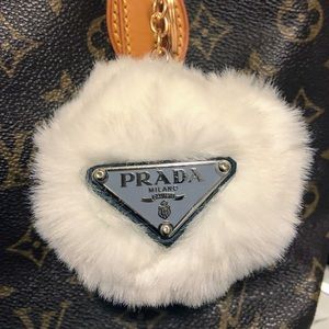 Authentic Prada logo charm keychain